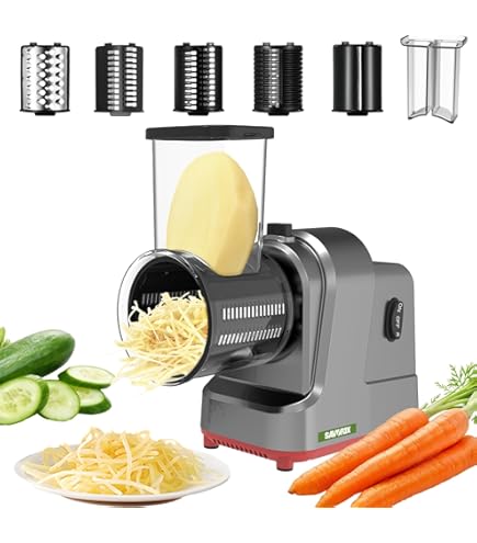 Amazon | 電動野菜ダイサー、業務用食品細断切断機、3つの入口付き自動